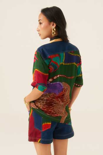 Ananya Agrawal Label Forest Mosaic Print Shirt & Shorts Set 