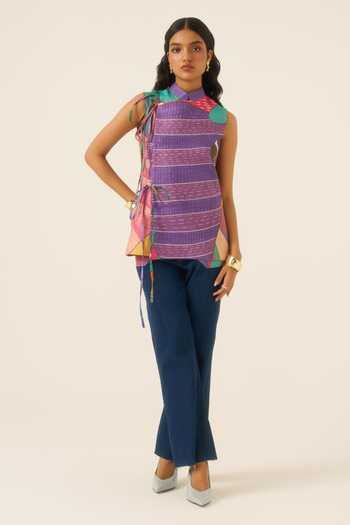 Ananya Agrawal Label Jungle Beat Print Vest & Denim Trouser Set 
