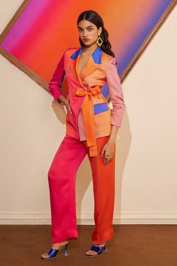 Ananya Agrawal Label Midnight Print Wrap Blazer & Trouser Set 