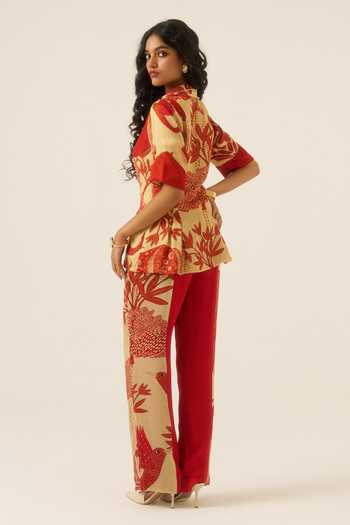 Ananya Agrawal Label Mythical Print Peplum Top 