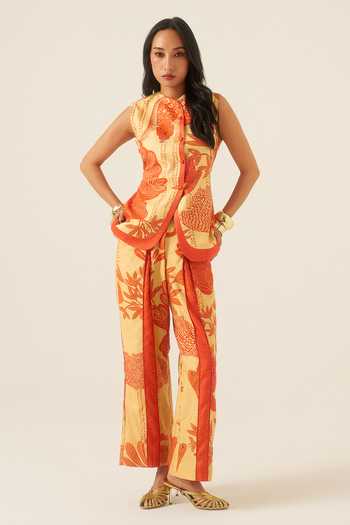 Ananya Agrawal Label Mythical Print Vest & Trouser Set 