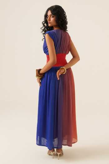 Ananya Agrawal Label Sunset Gradient Smocked Maxi Dress 