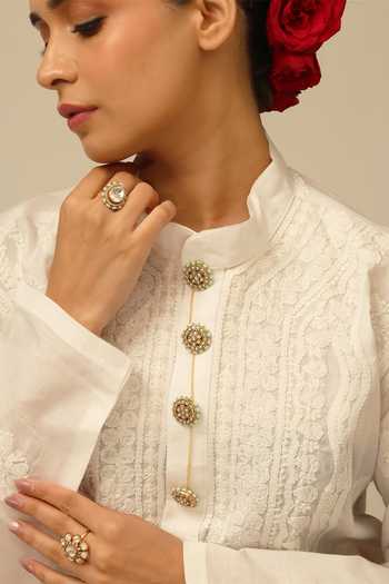 Joules by Radhika Tarvika Embellished 4 Pcs Buttons With Chain 