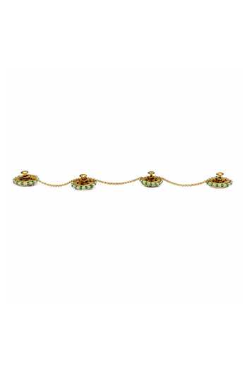 Joules by Radhika_Gold Tarvika Embellished 4 Pcs Buttons With Chain _Online_at_Aza_Fashions