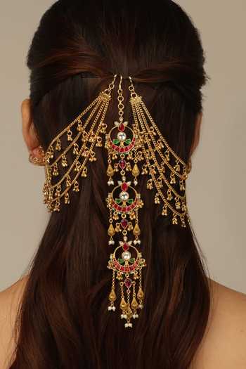 Joules by Radhika_Gold Savika Hair Brooch _Online_at_Aza_Fashions
