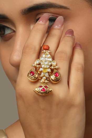 Joules by Radhika Gold Plated Aavya Embellished Ring Online at Aza Fashions Joules by Radhika_Gold Plated Aavya Embellished Ring _Online_at_Aza_Fashions