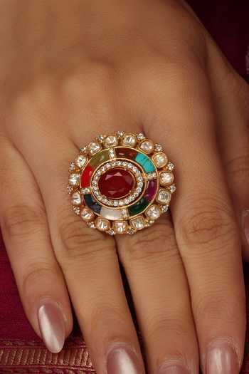 Joules by Radhika Multi Color Vayra Embellished Ring Online at Aza Fashions Joules by Radhika_Multi Color Vayra Embellished Ring _Online_at_Aza_Fashions