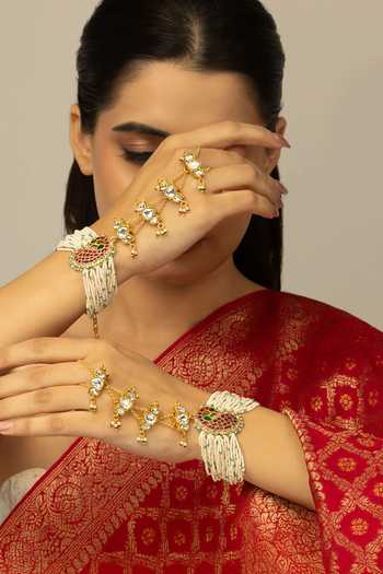 Buy Joules By Radhika Gold Plated Zavira Embellished Hathphool - Single Pc at Aza Fashions Buy_Joules By Radhika_Gold Plated Zavira Embellished Hathphool - Single Pc _at_Aza_Fashions