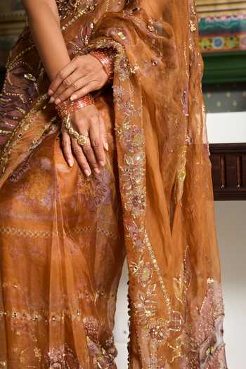 Mahima Mahajan Yellow Silk Organza Square Neck Eira Embellished Saree With Blouse at Aza Fashions Mahima Mahajan_Yellow Silk Organza Square Neck Eira Embellished Saree With Blouse _at_Aza_Fashions