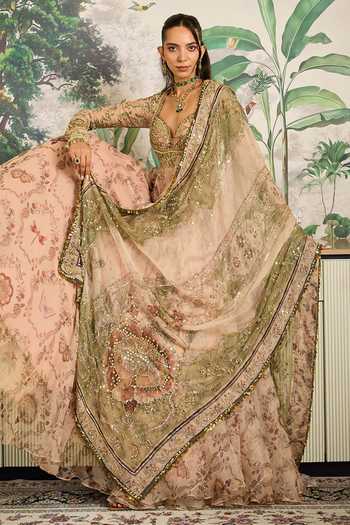 Mahima Mahajan Beige Silk Organza Sweetheart Neck Lina Embroidered Anarkali With Dupatta at Aza Fashions Mahima Mahajan_Beige Silk Organza Sweetheart Neck Lina Embroidered Anarkali With Dupatta _at_Aza_Fashions