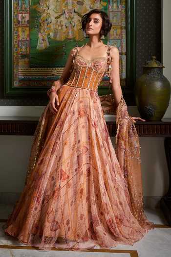 Mahima Mahajan Misbah Embroidered Corset Anarkali With Dupatta 
