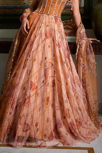 Mahima Mahajan Peach Silk Organza Sweetheart Misbah Embroidered Corset Anarkali With Dupatta Online at Aza Fashions Mahima Mahajan_Peach Silk Organza Sweetheart Misbah Embroidered Corset Anarkali With Dupatta _Online_at_Aza_Fashions