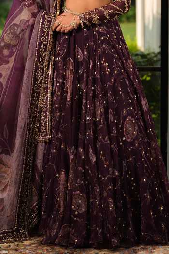 Mahima Mahajan_Purple Silk Organza Sweetheart Neck Nayrah Printed Embroidered Lehenga Set _Online_at_Aza_Fashions