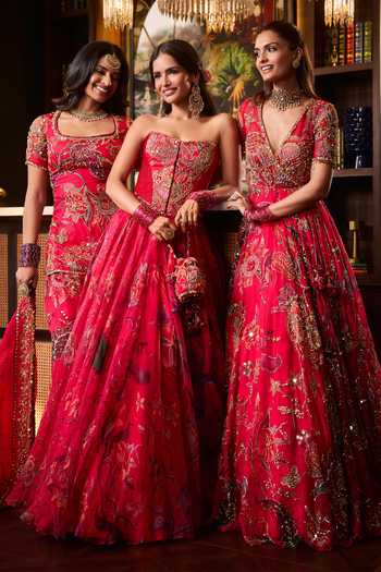 Buy_Mahima Mahajan_Pink Silk Organza Square Neck Nura Embroidered Short Kurta Set _Online_at_Aza_Fashions
