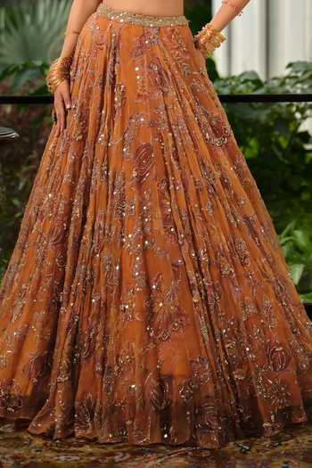 Mahima Mahajan Yellow Silk Organza Sweetheart Neck Rudra Embroidered Lehenga Set Online at Aza Fashions Mahima Mahajan_Yellow Silk Organza Sweetheart Neck Rudra Embroidered Lehenga Set _Online_at_Aza_Fashions