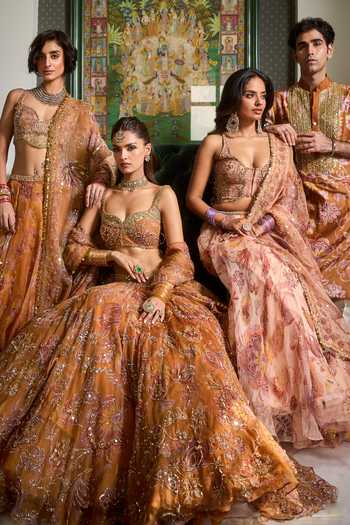 Shop Mahima Mahajan Yellow Silk Organza Sweetheart Neck Rudra Embroidered Lehenga Set Online at Aza Fashions Shop_Mahima Mahajan_Yellow Silk Organza Sweetheart Neck Rudra Embroidered Lehenga Set _Online_at_Aza_Fashions