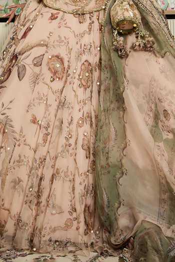 Mahima Mahajan Beige Silk Organza Keyhole Neck Safia Embroidered Kurta Lehenga Set Online at Aza Fashions Mahima Mahajan_Beige Silk Organza Keyhole Neck Safia Embroidered Kurta Lehenga Set _Online_at_Aza_Fashions