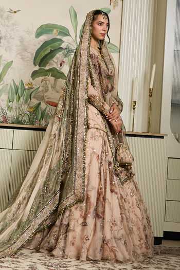 Buy Mahima Mahajan Beige Silk Organza Keyhole Neck Safia Embroidered Kurta Lehenga Set Online at Aza Fashions Buy_Mahima Mahajan_Beige Silk Organza Keyhole Neck Safia Embroidered Kurta Lehenga Set _Online_at_Aza_Fashions