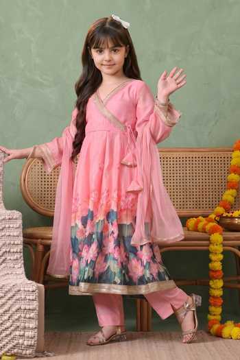 Buy_Petite Pomme_Pink Polyester Printed Anarkali Set _Online_at_Aza_Fashions