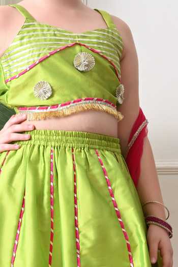 Petite Pomme Yellow Cotton, Net Embroidered Blouse Lehenga Set Online at Aza Fashions Petite Pomme_Yellow Cotton, Net Embroidered Blouse Lehenga Set _Online_at_Aza_Fashions
