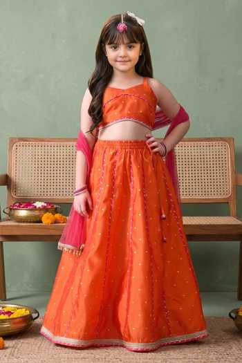Petite Pomme Geometric Woven Lehenga Set