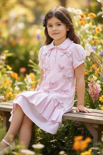 Pooja Wang Pink Cotton Sweet Bow Polo Dress Online at Aza Fashions Pooja Wang_Pink Cotton Sweet Bow Polo Dress _Online_at_Aza_Fashions