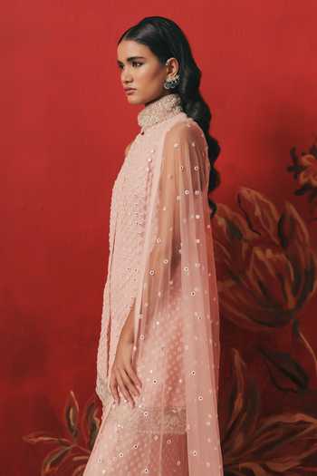 Twenty Nine Pink Tulle Mirrorwork Dupatta Online at Aza Fashions Twenty Nine_Pink Tulle Mirrorwork Dupatta _Online_at_Aza_Fashions