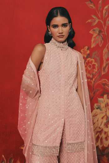 Buy Twenty Nine Pink Tulle Mirrorwork Dupatta Online at Aza Fashions Buy_Twenty Nine_Pink Tulle Mirrorwork Dupatta _Online_at_Aza_Fashions