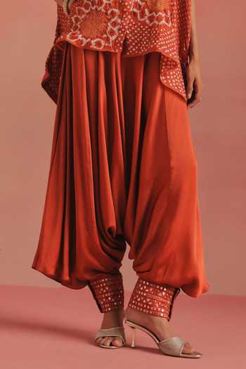Buy Twenty Nine Orange Silk, Satin Embroidery, Mirrors Afghani Draped Dhoti Pant Online at Aza Fashions Buy_Twenty Nine_Orange Silk, Satin Embroidery, Mirrors Afghani Draped Dhoti Pant _Online_at_Aza_Fashions
