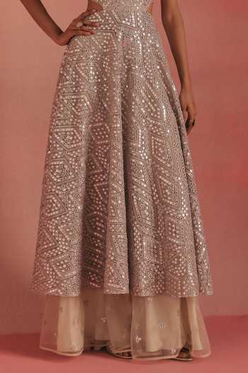Twenty Nine Beige Net Scattered Mirrorwork Sharara Online at Aza Fashions Twenty Nine_Beige Net Scattered Mirrorwork Sharara _Online_at_Aza_Fashions