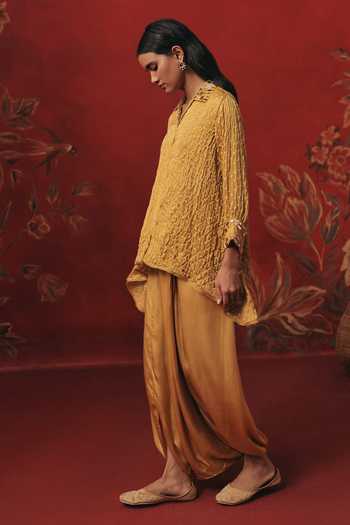 Buy Twenty Nine Yellow Silk, Satin Low Crotch Dhoti Pant Online at Aza Fashions Buy_Twenty Nine_Yellow Silk, Satin Low Crotch Dhoti Pant _Online_at_Aza_Fashions