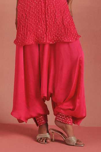 Twenty Nine Pink Silk, Satin Afghani Dhoti Pant Online at Aza Fashions Twenty Nine_Pink Silk, Satin Afghani Dhoti Pant _Online_at_Aza_Fashions