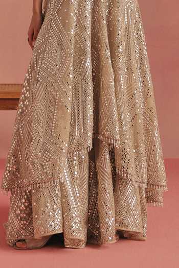 Shop Twenty Nine Gold Net Mirror Work Sharara Online at Aza Fashions Shop_Twenty Nine_Gold Net Mirror Work Sharara _Online_at_Aza_Fashions