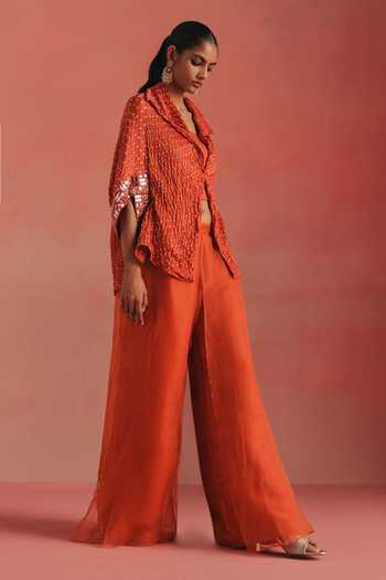 Buy Twenty Nine Orange Silk, Dupion Double Layered Palazzo Online at Aza Fashions Buy_Twenty Nine_Orange Silk, Dupion Double Layered Palazzo _Online_at_Aza_Fashions