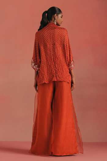Shop Twenty Nine Orange Silk, Dupion Double Layered Palazzo at Aza Fashions Shop_Twenty Nine_Orange Silk, Dupion Double Layered Palazzo _at_Aza_Fashions