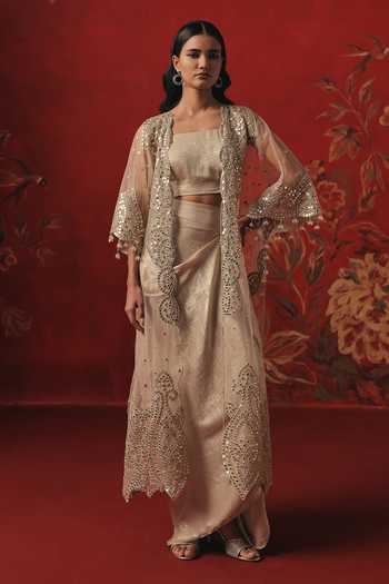 Twenty Nine Tulle Mirrorwork Overlay Cape