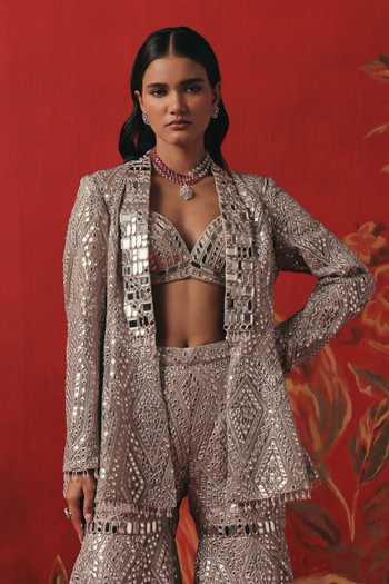 Twenty Nine Shawl Collar Mirror Work Jacket 