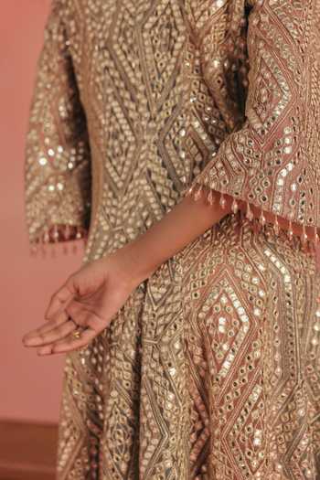 Buy Twenty Nine Pink Net V-neck Mirrorwork Wing Collar Long Anarkali Jacket Online at Aza Fashions Buy_Twenty Nine_Pink Net V-neck Mirrorwork Wing Collar Long Anarkali Jacket _Online_at_Aza_Fashions