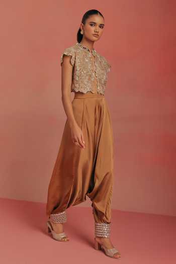 Twenty Nine Gold Net Mandarin Collar Mirror Work Cropped Jacket Online at Aza Fashions Twenty Nine_Gold Net Mandarin Collar Mirror Work Cropped Jacket _Online_at_Aza_Fashions