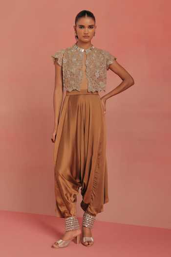 Buy Twenty Nine Gold Net Mandarin Collar Mirror Work Cropped Jacket Online at Aza Fashions Buy_Twenty Nine_Gold Net Mandarin Collar Mirror Work Cropped Jacket _Online_at_Aza_Fashions