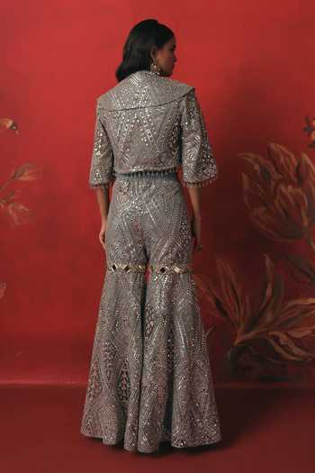Twenty Nine Monarch Collar Embroidered Cropped Jacket 