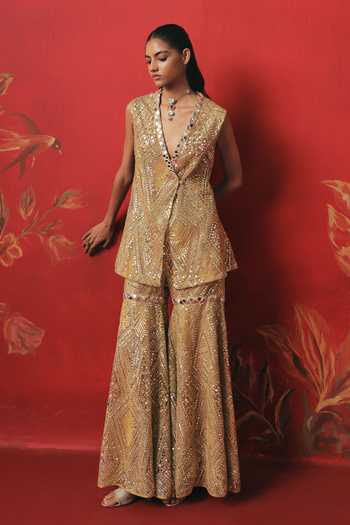 Twenty Nine Sleeveless Embroidered Peplum Jacket 