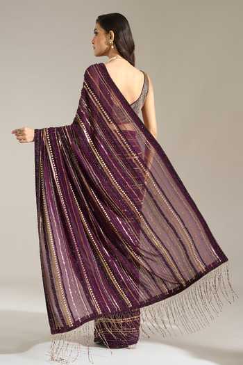 Nakul Sen Liner Embroidered Saree With Blouse 