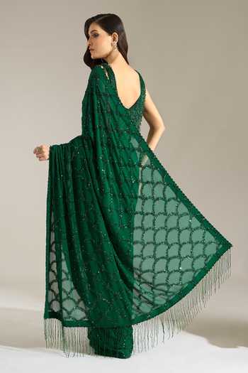 Nakul Sen Scalloped Saree With Tasselled Blouse 