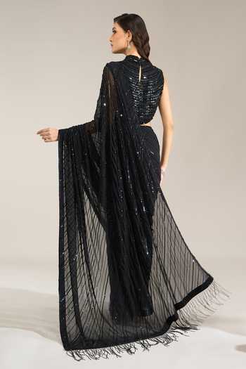 Nakul Sen Tonal Sequin Saree With Blouse 
