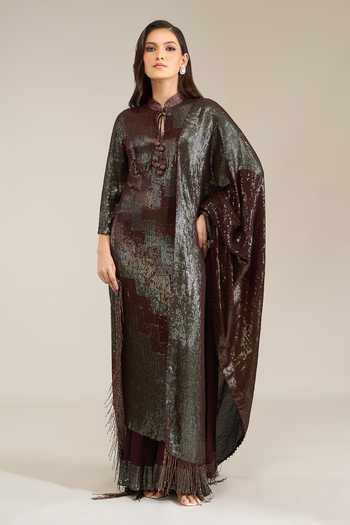 Nakul Sen Chevron Sequinned Kurta Palazzo Set 
