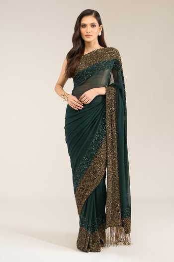 Nakul Sen Sequinned Saree With Unstitched Blouse Piece 