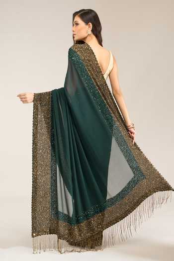Nakul Sen Sequinned Saree With Unstitched Blouse Piece 