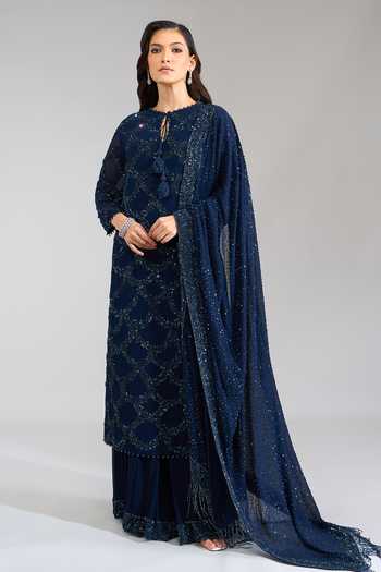 Nakul Sen Sequinned Scalloped Kurta Palazzo Set 