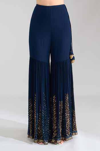 Buy Nakul Sen Blue V-neck, Yes Sequin Embroidered Kurta Gharara Set Buy_Nakul Sen_Blue V-neck, Yes Sequin Embroidered Kurta Gharara Set